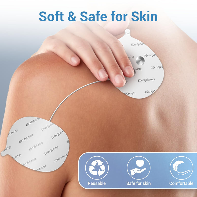 [Australia - AusPower] - Comfytemp Official TENS Unit Replacement Pads for K6114/K6122, 4 Pack Wireless TENS Pads, 5.2" x 2.4"and 3.5" x 2.8" Reusable Self Adhesive Electrodes with Premium Quality, Non-Irritating Design White 