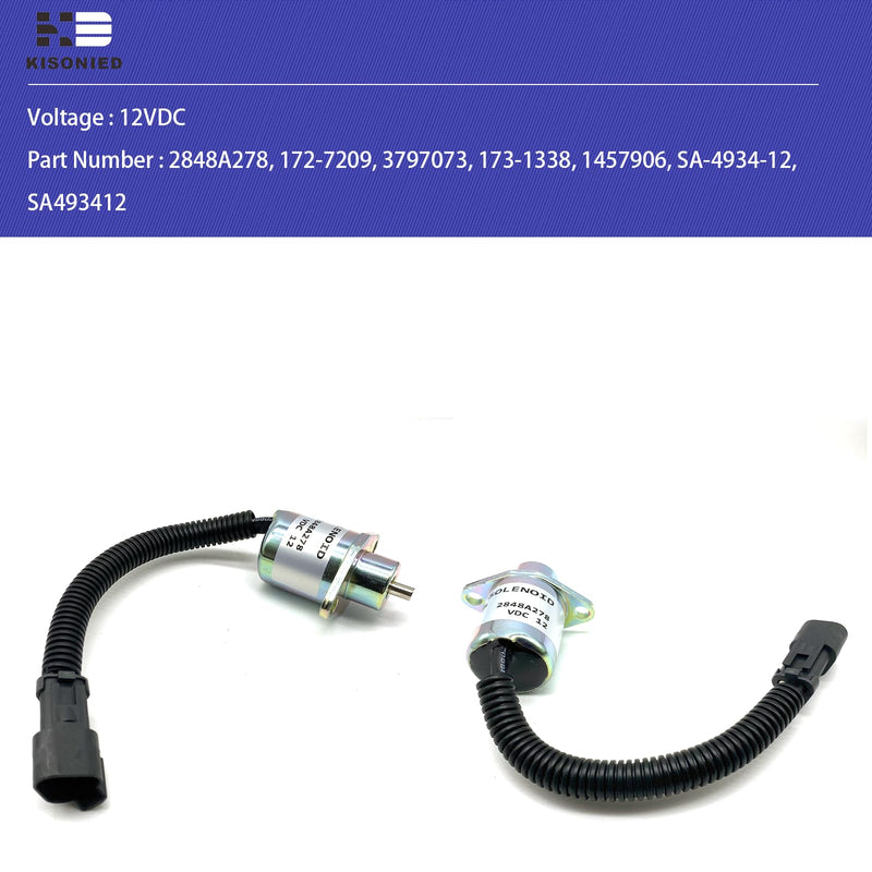 [Australia - AusPower] - 2848A278 Fuel Shut Off Solenoid 172-7209 3797073 173-1338 SA-4934-12 for Caterpillar Engine 3024C 3034 Perkins Hyster Engine UB704 Stop Solenoid 12VDC 