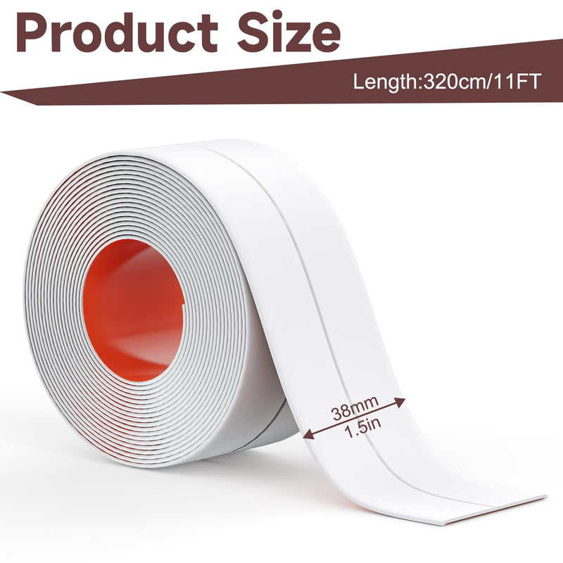 [Australia - AusPower] - Mokani Caulk Tape Waterproof Self Adhesive, 2 Rolls White Caulking Sealant Strip for Kitchen, Countertop, Bathroom, Sink, Bathtub, Toilet, Floor Wall Edge Protector with Sealing Tool (1.5" x 10.5Ft) 