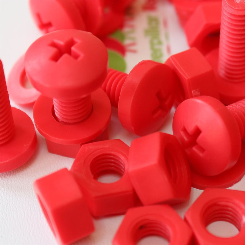 [Australia - AusPower] - 20 x Red Pan Head Screws Polypropylene (PP) Plastic Nuts and Bolts, M8 x 20mm, Washers, 5/16 x 25/32 