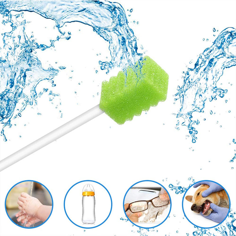 [Australia - AusPower] - (250 Pack) Disposable Oral Swabs, Sterile Dental Sponge Swabsticks Unflavored for Mouth, Gum Cleaning. 250green 