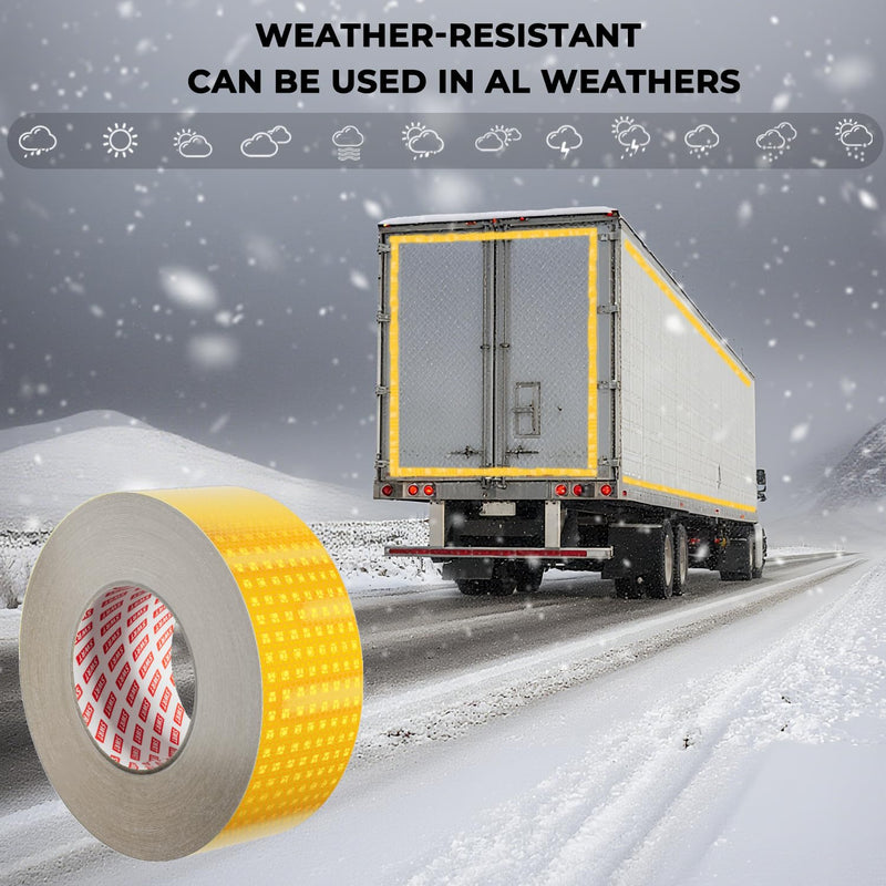 SWRT Reflective Tape 2 Inch x 30 Feet DOT-C2 Shining Star Fade Resistant Yellow Reflective Tape Outdoor Waterproof Strong Adhesive Safety Warning Tape Reflector Conspicuity Tape for Trailer Truck Bike 2IN x 30FT