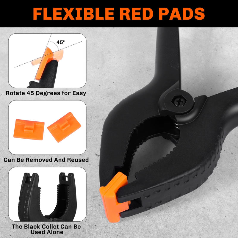 [Australia - AusPower] - 10 Pack Spring Clamps Heavy Duty - Assorted Sizes Spring Clips Plastic 6.5 Inches, 4.5 Inches, 3.5 Inches Set - Backdrop Clips Small Clamps For Crafts Woodworking Background 