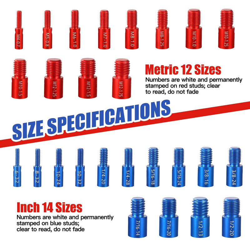 [Australia - AusPower] - Nut and Bolt Thread Checker - 26 PCS Nut and Bolt Gauges Individually Housed in Case (14 Inch & 12 Metric) Specially Suitable for Size Check on Tricky and Narrow Area 26 Gauges - 14 Inch & 12 Metric 