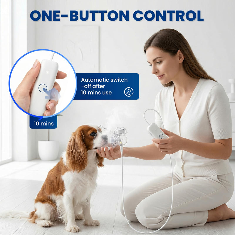 [Australia - AusPower] - iKeener Pet Mesh Nebulizer for Dogs & Cats, Portable Nebulizer for Pet Breathing Problems, 2 Adjustable Mist Modes, Low Noise, Rechargeable 600mAh Battery, Auto Shut-Off 