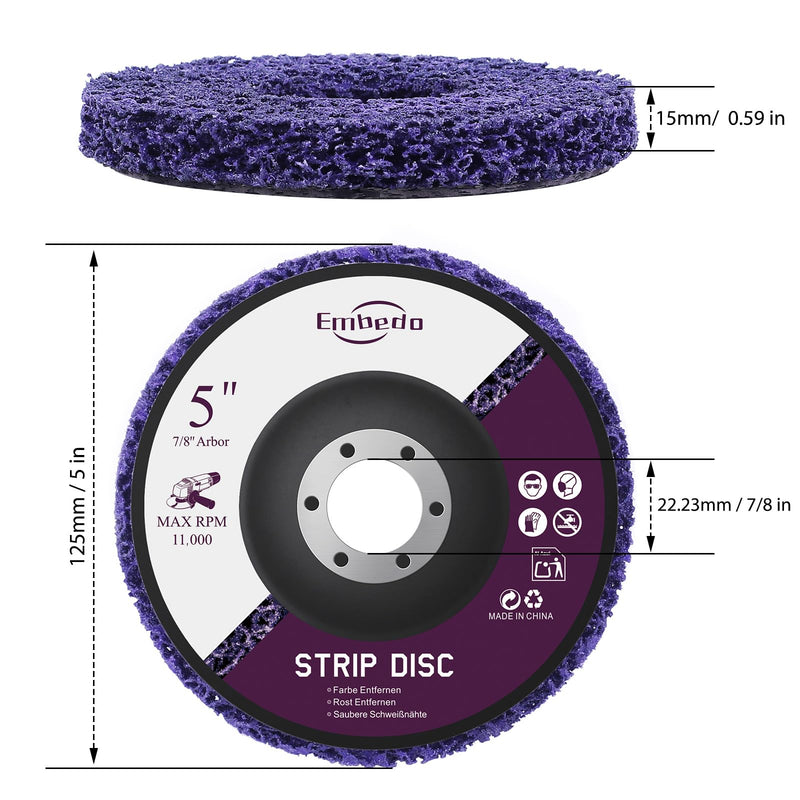 [Australia - AusPower] - Pack of 5 CSD Discs 125 mm for Angle Grinders, Sanding Discs for Coarse Cleaning, Flex Discs Cleaning Disc for Removing Rust, Paint, Varnish on Metal 