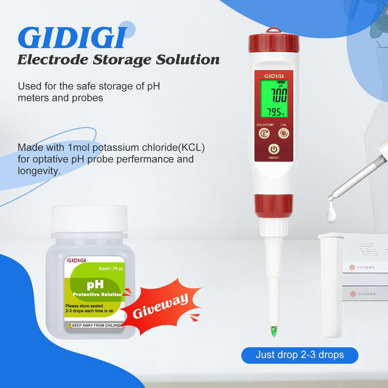 [Australia - AusPower] - Smart pH Meter for Food with pH Buffer Solution 4/7/10, GIDIGI Digital Food pH Tester, Accurate Canning pH Test Kits with ATC, Professional Fermenting pH Test Pen, for Bread Cheese Sushi Rice 