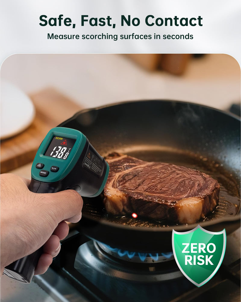 [Australia - AusPower] - ERICKHILL ROOKMAX Infrared Thermometer Gun, Non-Contact Laser, Adjustable Emissivity, Color LCD, -58°F to 1472°F (-50°C to 800°C), for HVAC, Cooking & BBQ, Automotive, Freezer - Dark Green 