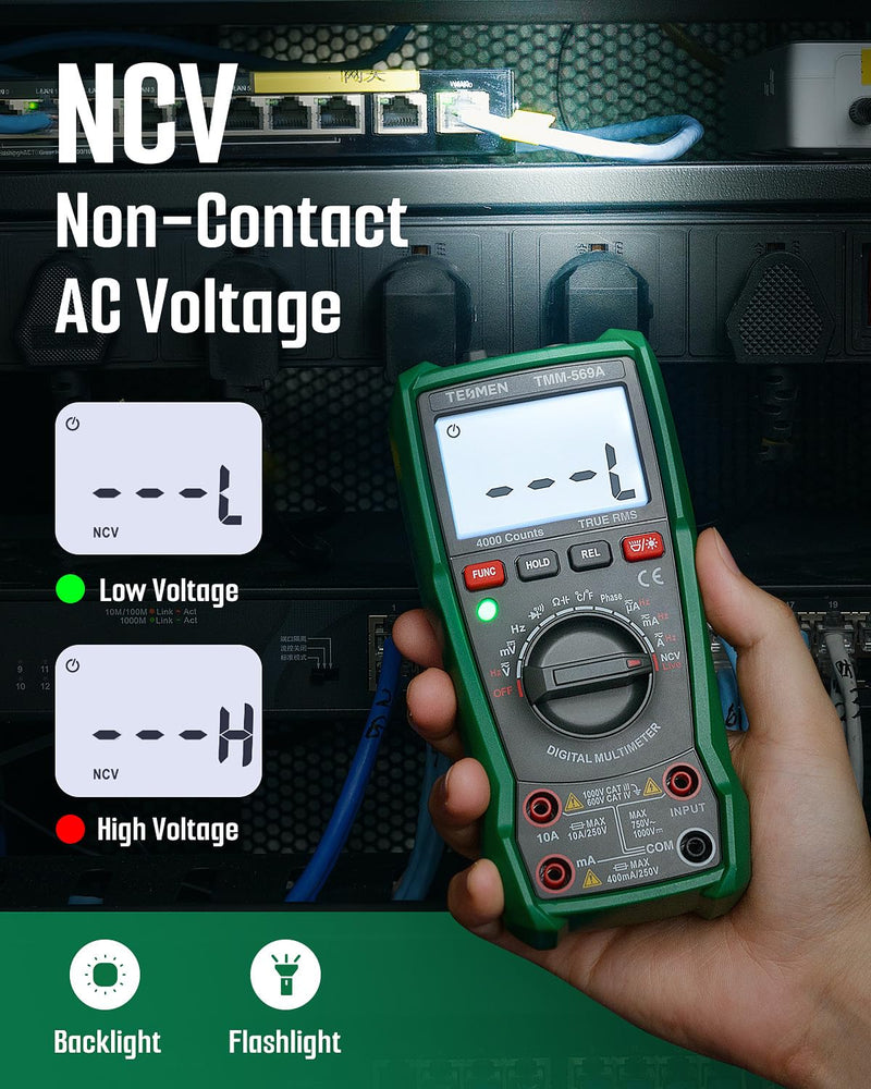 [Australia - AusPower] - TESMEN TOE-100BMAX GFCI Outlet Tester & TMM-569A Digital Multimeter Bundle, Professional Electrical Kit for GFCI Test, Voltage, Current, Resistance, Continuity, Capacitance, and Temperature 