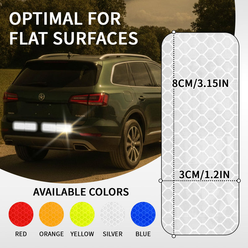 30 Pcs Safety Warning Tapes, 3.15″ x 1.2″ Rectangular Reflective Stickers Side Trim Strip, 8x3 CM Reflective Marker High Visibility Waterproof PET Reflector for Mailbox, Car, Helmets, Red 8 X 3 CM