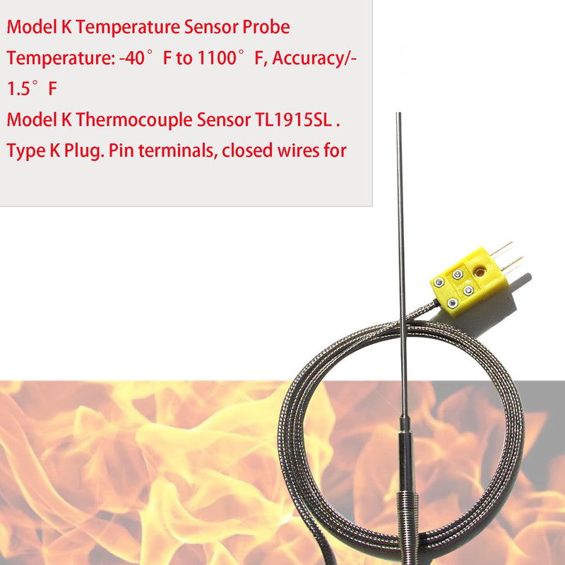 [Australia - AusPower] - TL1915SL K Type thermocouple Probe -50°F to 1100°F Probe Length 6/0.06in /40 in Cable 
