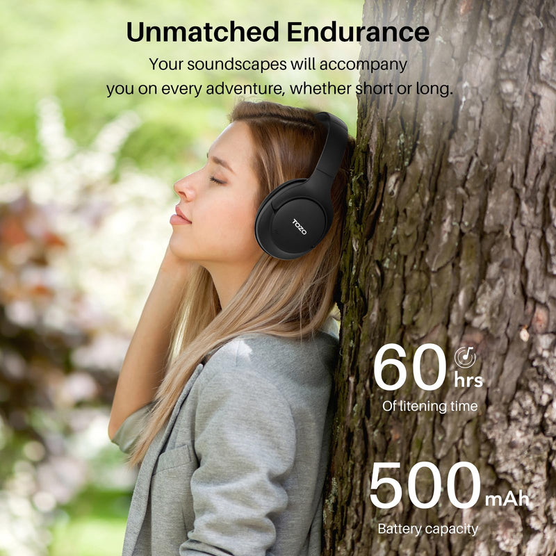 [Australia - AusPower] - TOZO HT2 Hybrid Active Noise Cancelling Headphones, Wireless Over Ear Bluetooth Headphones, 60H Playtime, Hi-Res Audio Custom EQ via App Deep Bass Comfort Fit Ear Cups, for Home Office Travel Black 