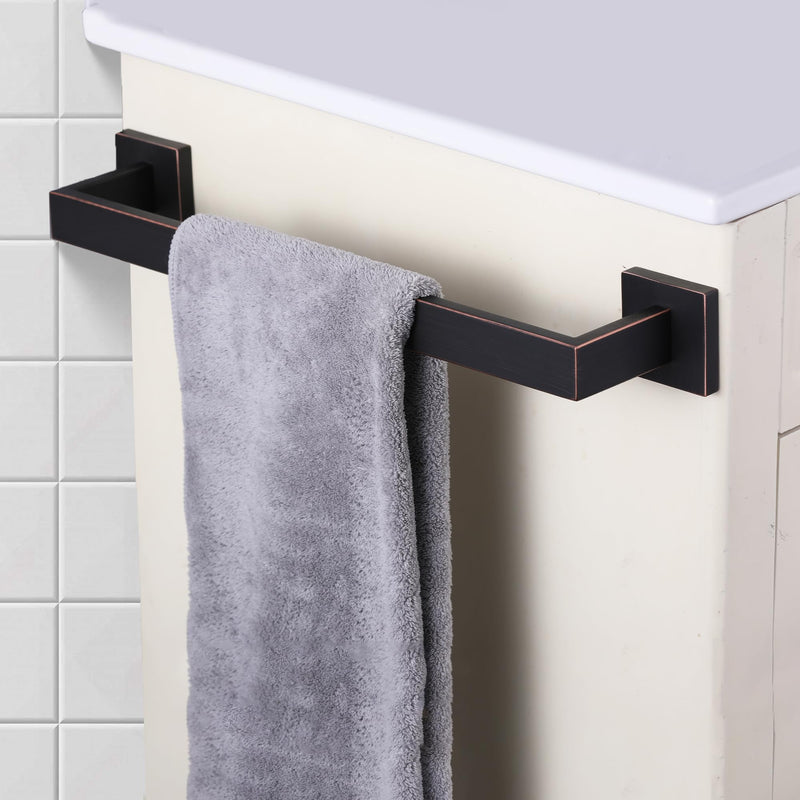 LANC ORB 12-Inch Towel Bar for Bathroom Wall Mounted Bathroom Square Towel Rack, Total-14 Oil Rubbed Bronze Bath Towel Holder Towel Hanger Hand Towel Holders Towel Rail Towel Rod, A8804ORB-3P1 1 Pack 12“