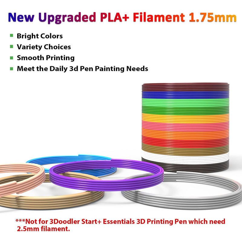 [Australia - AusPower] - 16-Color 320ft PLA 3D Pen Filament Refills - 1.75mm, Kids Safe, 250 Stencils eBook - For SCRIB3D P1 and MYNT3D Pens 16 Colors 320 Feet 