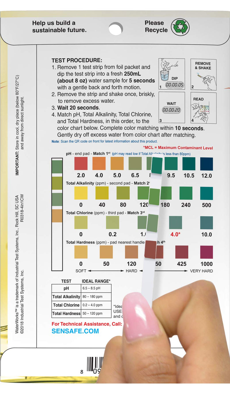 [Australia - AusPower] - Industrial Test Systems 481113 WaterWorks 4in1 City Water Test Strips 30 Pack 