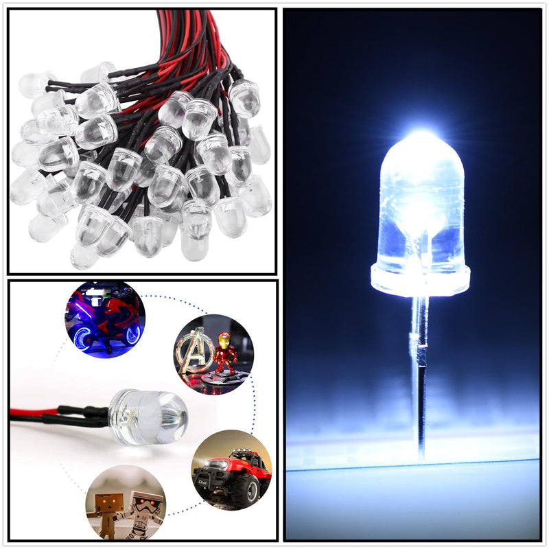 [Australia - AusPower] - HUAZIZ Pack of 100 Pre-Wired LED, Diode Light, 12 V Pre-Wired Light, Warm White, LEDs 3 mm Warm White with Cable, 20 cm, 12 V 