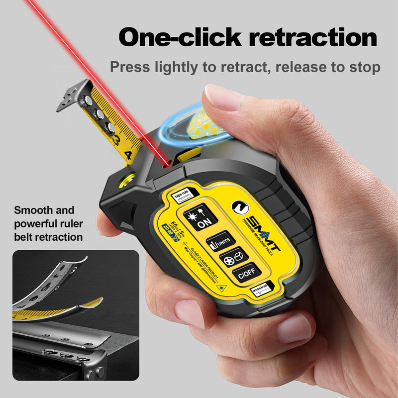[Australia - AusPower] - 3-in-1 Laser Tape Measure, 196ft Digital rangefinder & 16ft Autolock Tape Measure with Magnet, Laser Measuring Tool with Crosshairs for in/Ft/M Unit, Linear/Area/Volume (Red) Red 
