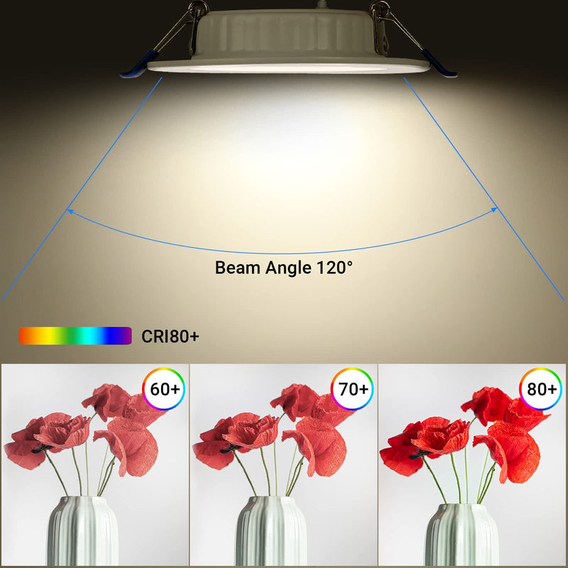 [Australia - AusPower] - Qingmiao LED Recessed Spotlights, 230 V, Flat, 7 W, 600 lm LED Spotlights, IP44 Recessed Lights for the Bathroom, Neutral White, 4500 K, Diameter 75-95 mm Hole Diameter, Recessed Lights for Living Neutral White 4500 K. 