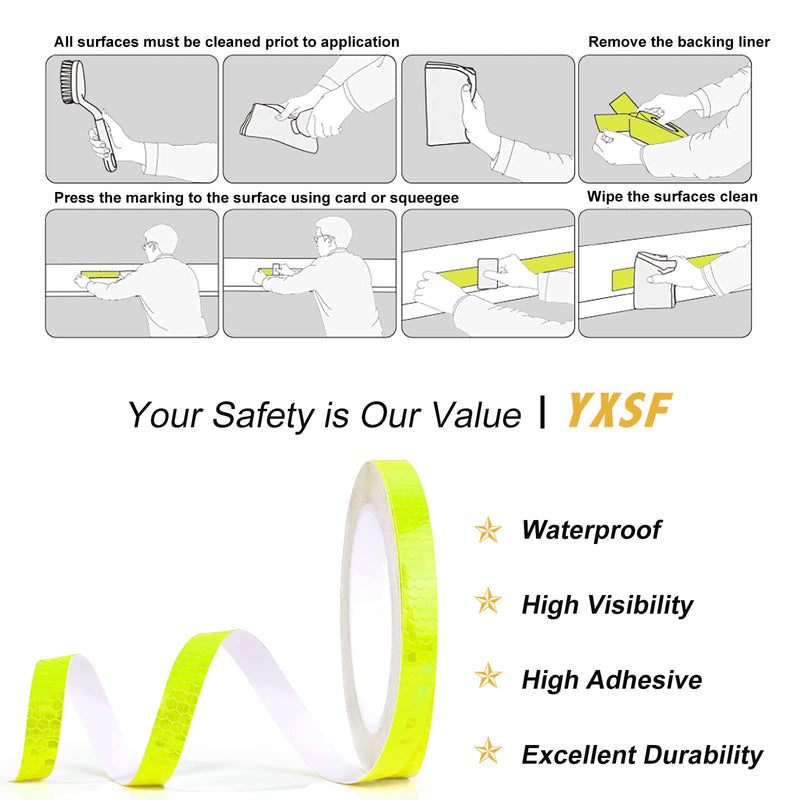 Yellow Fluorescent Reflective Tape,0.5 Inch×15 Feet Reflector Strips,High Visibility Outdoor Waterproof Self-Adhesive Reflective Tape for Bikes Cars Ships Motorcycles… 0.5 Inch×15 Feet Fluorescent Yellow
