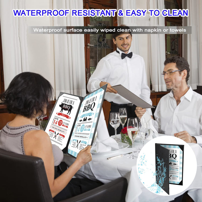 [Australia - AusPower] - Restaurant Menu Covers Holders 8.5 X 14 Inch, Double View Leather Menu Holder Covers, Black Leather Menu Covers for Wine List, Drinks, Cafes, Bar, Hotel(8.5" X 14"/2 View-Book Style/1 Pack) 8.5x14 inch/2 View-Book Style/1 pack 