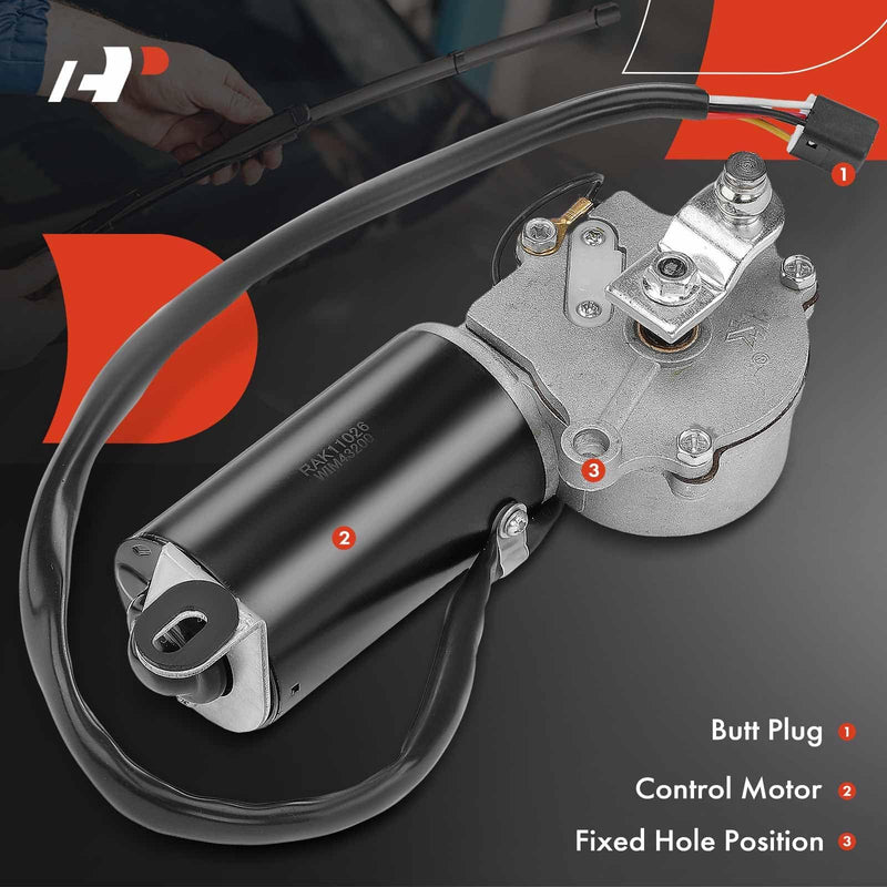A-Premium Front Windshield Wiper Motor Compatible with Jeep YJ Series Wrangler 1987 1988 1989 1990 1991 1992 1993 1994 1995 Sport Utility, 5-Pin, Replace# 56030005, 849100-2178