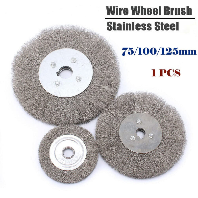 [Australia - AusPower] - Steel Wire Wheel Brush, 75 x 13mm Wheel Wire Brush, Rotating Round Wire Brush for Cleaning Rust, Stripping and Grinding 