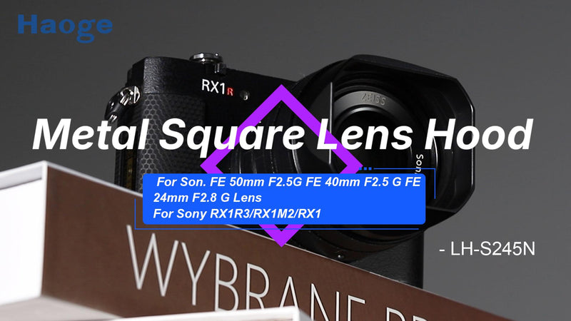 Haoge LH-S245N Bayonet Square Metal Lens Hood for Sony FE 50mm F2.5 G FE 40mm F2.5 G FE 24mm F2.8 G Lens,Sony RX1R III/M3/RX1R2 Camera Shade with Cap