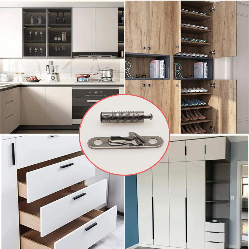 [Australia - AusPower] - 8 Sets Cam Fittings with Dowel and Pre-Inserted Nut for Cabinet Furniture 3 in 1 Furniture Connecting Fittings for Cabinet Drawer Connecting 