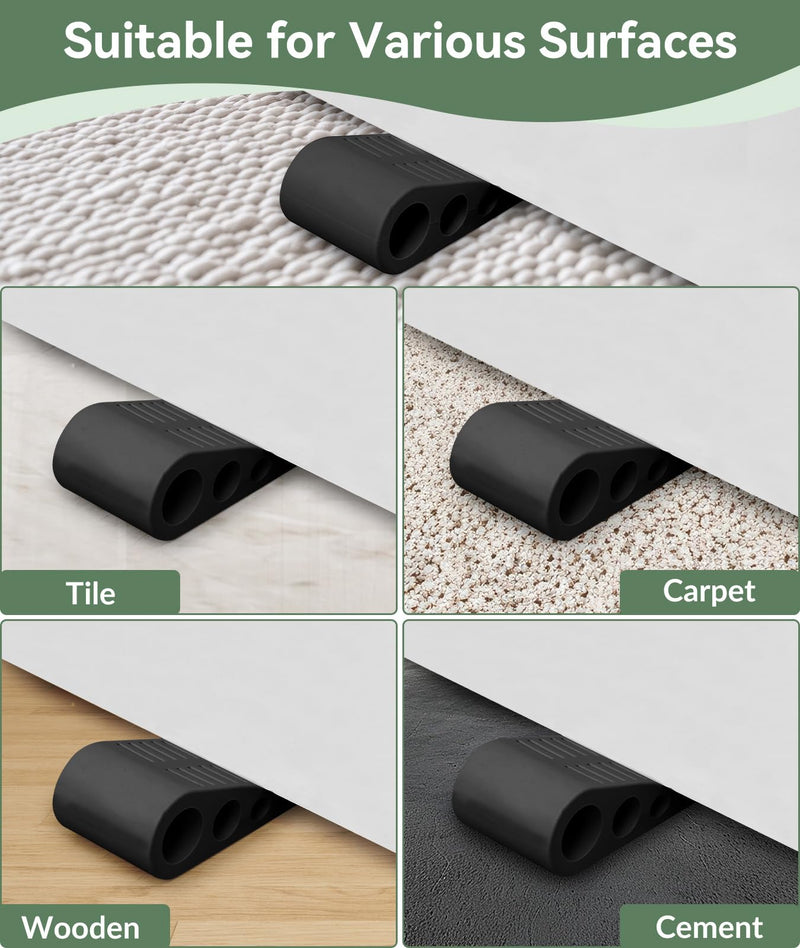 [Australia - AusPower] - 1.9 Inches Heavy Duty Door Stopper, 2 Pack Rubber Door Stop, Door Stoppers for Bottom of Door, Large Door Stopper Wedge for Home Office School (Black) Black 