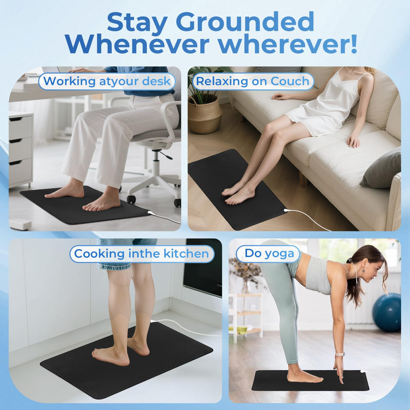 [Australia - AusPower] - Professional Grounding Mat with Carbon Fiber Technology | 24"x16" Indoor Earthing Pad + 15ft Medical-Grade Cord | Cellular Energy Renewal & Inflammation Support 