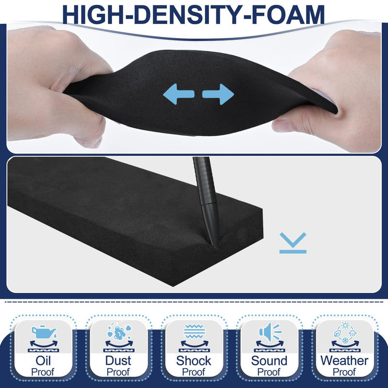 13Ft Foam Tapes Self Adhesive Foam Seal Strips 1In x 1In x 6.5Ft Each Roll Weatherstrips High Resilience Weather Stripping Door Foam Seals for Door Soundproofing, Window Insulation (2 Rolls, Black) 1"W x 1"T x 13'L