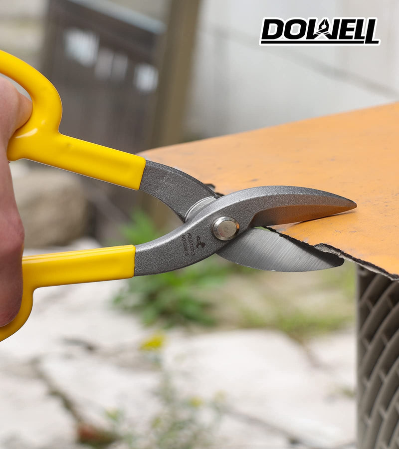 [Australia - AusPower] - DOWELL 10” Tin Snips Metal Cutters with Flat Blade, with Comfortable Yellow Rubber Handle for DIY Handyman,Roofers, Mechanics, Homeowners 10" 