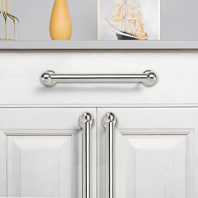 khtumeware 2 Pack 10 inch(256mm) Hole Center Vibrant Polished Nickel Cabinet Pulls Solid Heavy-Duty Kitchen Cabinet Hardware for Drawers Dressing Table Bathroom Handle