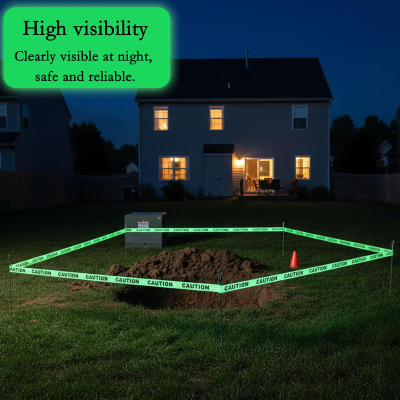 Glow in The Dark Tape Halloween Caution Tape Decorations 2inx32.8ft Crime Scene Construction Warning Glow Tapes Roll Indoor Outdoor Barricade Safety Night Stairs Exit Door Walls Danger Areas