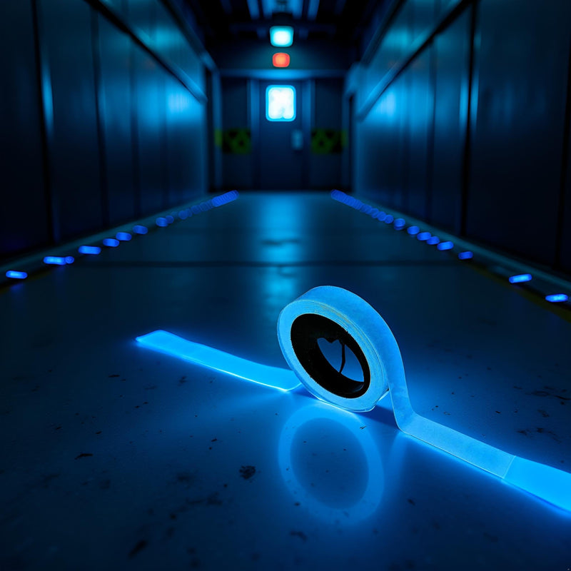 3Pcs Blue Glow in The Dark Tape 9.8 FT Fluorescent Spike Sticker Glow in The Dark Markers,for Stairs Walls Steps Safetys Exits Sign Warning Tape Self-Adhesive Tapes,Safety Warning Tapes