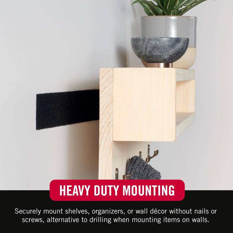 VELCRO Brand Heavy Duty Tape with Adhesive | 15 Ft x 2 In | Holds 10 lbs, Black | Industrial Strength Roll, Cut Strips to Length | Strong Hold for Indoor or Outdoor Use, 15ft x 2in Heavy Duty VELCRO Brand Fasteners