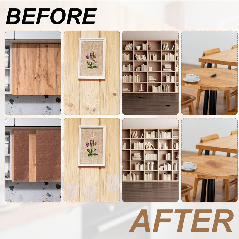 uxcell Wood Tape, 4 Inch x 16ft Self-Adhesive Wood Grain Repair Tape Patch with Plastic Scraper for Baseboards, Doors, Windows, Floor Repair and Furniture Renovation, Beige