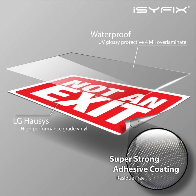 iSYFIX Not an Exit Stickers – 12 Pack 10x7 Inch – Premium Self-Adhesive Vinyl, Laminated for Ultimate UV, Weather, Scratch, Water, and Fade Resistance, for Office, Buildings, Workplace & More. 12 Pk 10x7 Sticker Red
