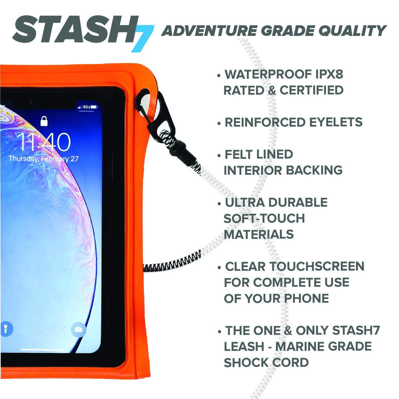 [Australia - AusPower] - Waterproof Phone Pouch w/Long Lanyard | IPX8 Adventure Grade Cellphone Dry Bag Case, Fits iPhone 15 Pro Max,14 Pro Max, 13 Pro Max, XS, XR, Galaxy S21, for Snorkeling, Kayaking, Cruise Orange 