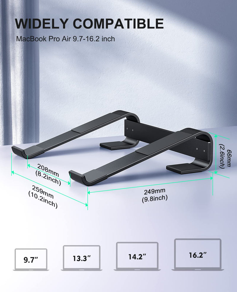 [Australia - AusPower] - Soqool Laptop Stand for Desk, Ergonomic Detachable Laptop Riser, Aluminum MacBook Stand, Compatible with 12-17'' All Laptops Such as MacBook Pro/HP/Dell/Lenovo, Black 