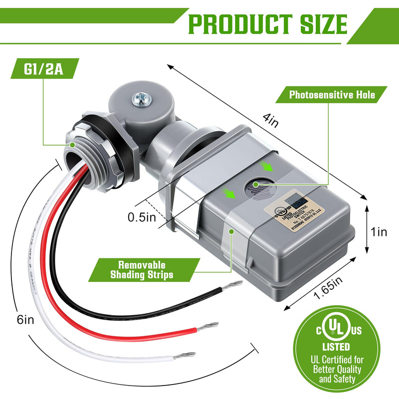 [Australia - AusPower] - 4 Pack Photocell Sensor for Outdoor Lights, 120VAC 50/60 Hz Photocell IP54 Waterproof, Swivel Mount Photocell, Dusk to Dawn Sensor Photoelectric Switch for Back Yard Lightening 