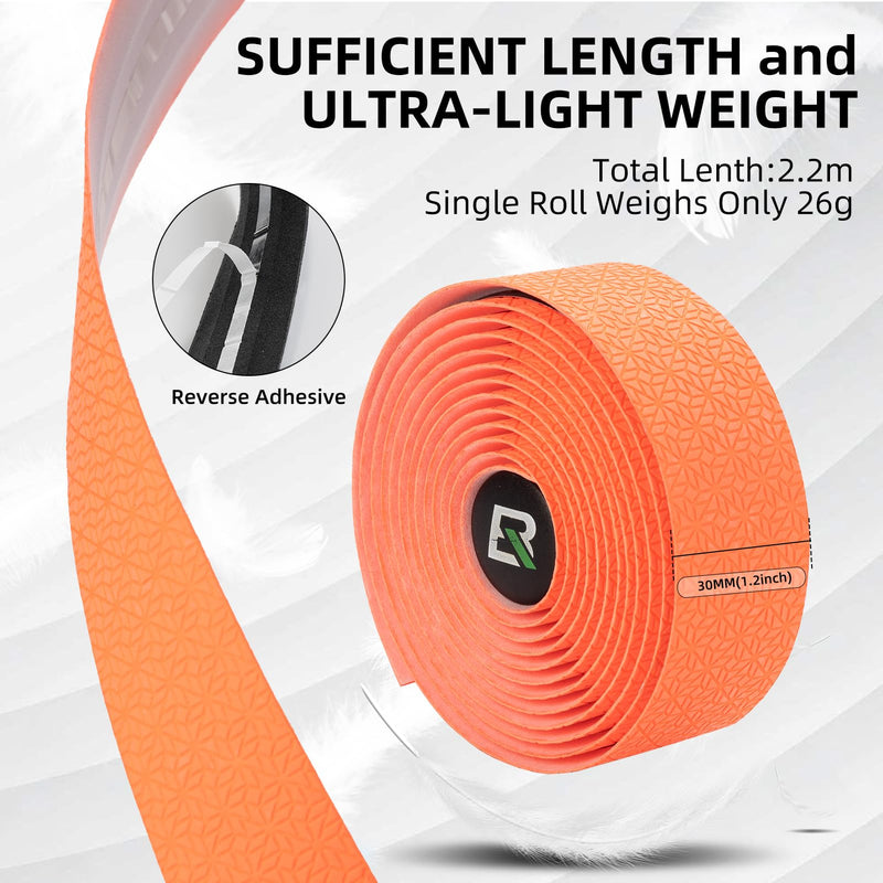 ROCKBROS EVA Bike Handlebar Tape for Road Bike Comfort Bicycle Bar Tape Non-Slip Durable Bike Bar Tape Grip 2 Pcs,Orange Orange