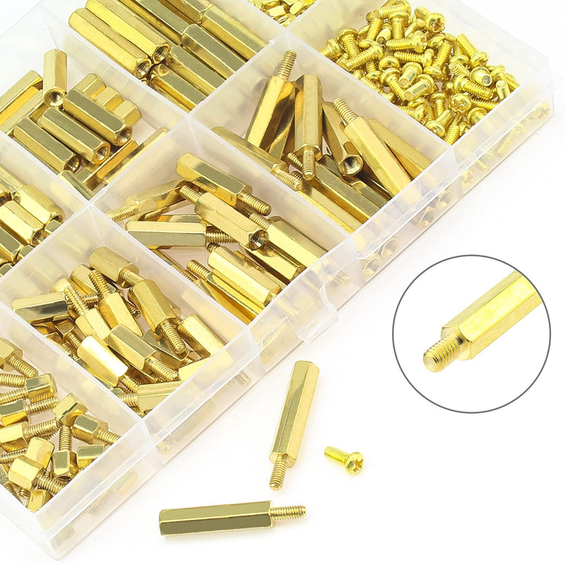 [Australia - AusPower] - 242 Pieces M2.5 Male Female Hex Brass Spacers Standoffs Screws Nuts Assortment Kit, Threaded Pillar for Printed Circuit Board Motherboard M2.5 Brass Standoff Set 