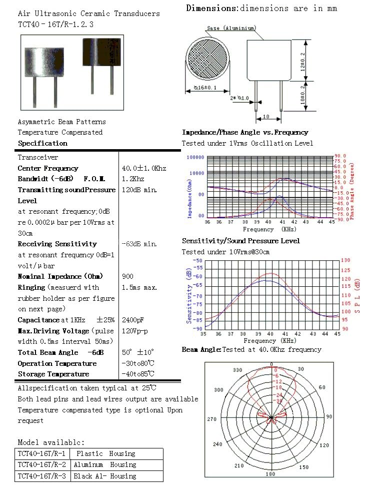 [Australia - AusPower] - WWZMDiB 22Pcs TCT40-16R/T 16mm Ultrasonic Transceiver Probe Set（11 Transmitters + 11 Receivers） 