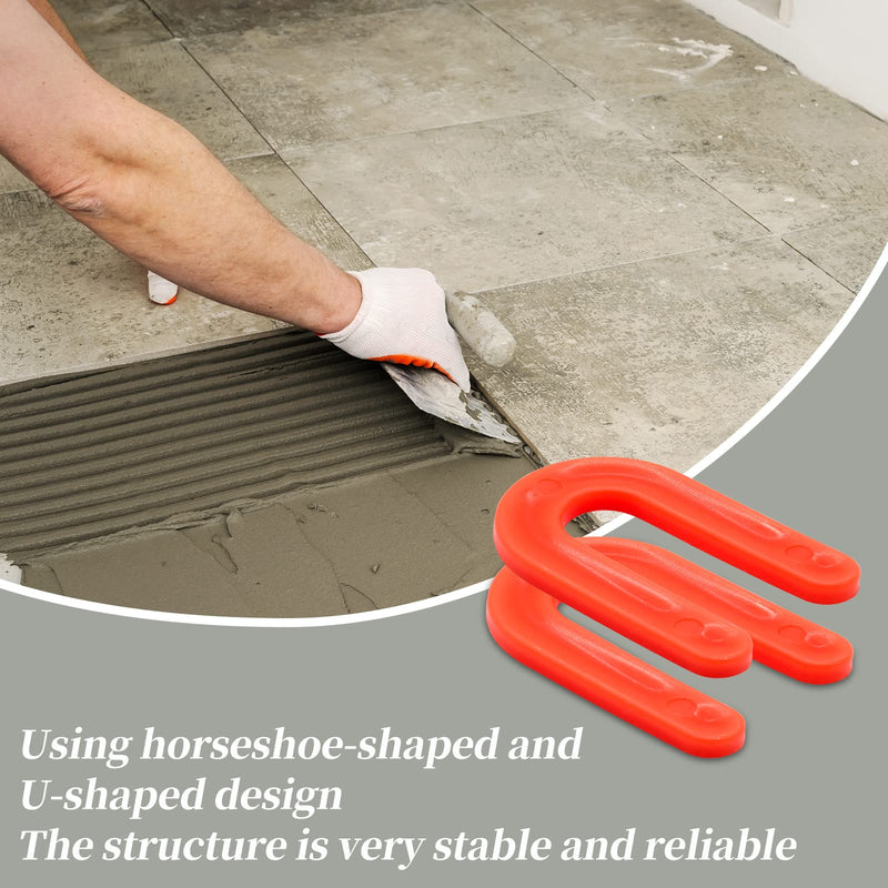 [Australia - AusPower] - 50 Pcs Horseshoe Shim Tile Spacers, 1/8 Inch U Shape Tile Spacers Plastic Shims Structural Shims for Leveling, Red 1/8" 50 