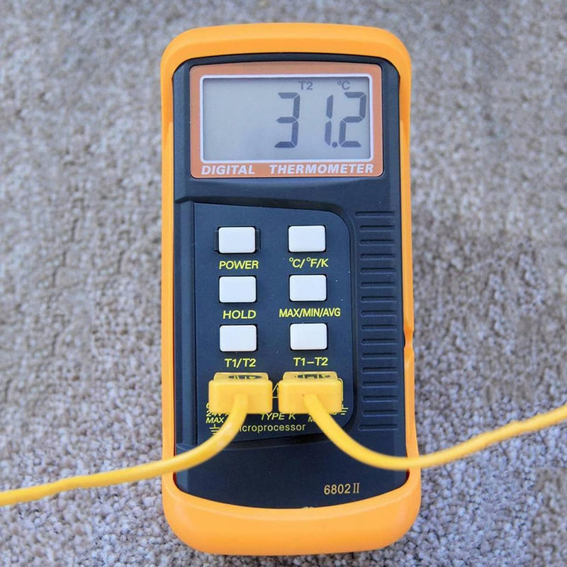 [Australia - AusPower] - K Type Thermocouple Thermometer(-50~1300°C) Digital Dual Channel, 2 Thermometer Pipe Clamp 2 Thermocouple Sensor Probes, Pipe Temperature Clamp Thermocouple High Accuracy Readings 
