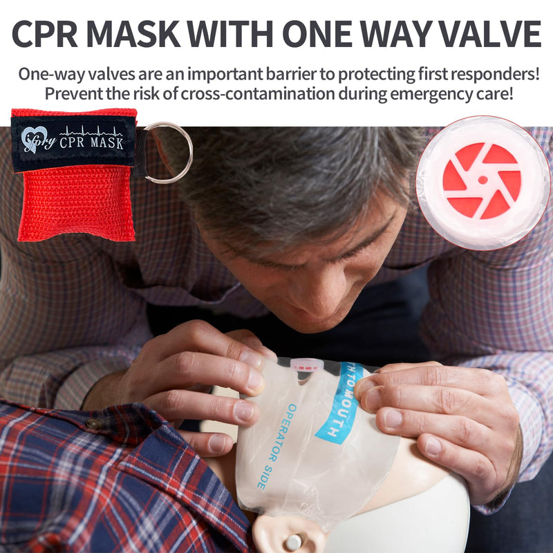 [Australia - AusPower] - 6 Counts CPR Pocket Mask Keychain, CPR Face Shield with One Way Valve Breathing Barrier for First Aid or ADE Training Hearts 