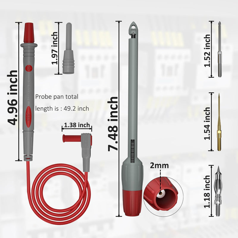 [Australia - AusPower] - Multimeter Automotive Test Leads Kit with Soft Carrying Case Wire Piercing Clip Puncture Probes Wire Replaceable Precision Sharp Probes for Digital Electrical Multimeter Testing 