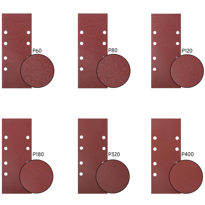 [Australia - AusPower] - STEBRUAM 30-Piece Sanding Sheet Set 93 x 230 mm Grit 40/60/80/120/180/240/320/400.8 Holes Sandpaper Accessories Materials for Orbital Sander 60/80/120/180/320/400 grit 
