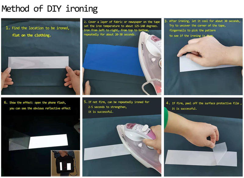 JINBING 1" Safety Heat Transfer Vinyl Film DIY Silver Reflective Iron on Fabric Clothing Tape M31 (1" x 33ft) 1" x 33ft